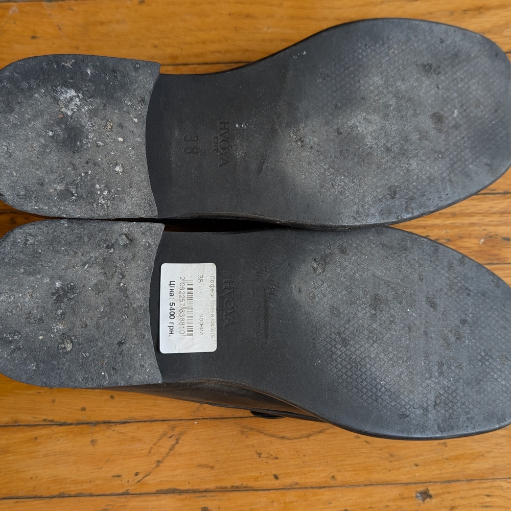 HVOYA kyiv Bowie Black Leather Loafers Sleek Slip-On Design - Picture 3 of 4